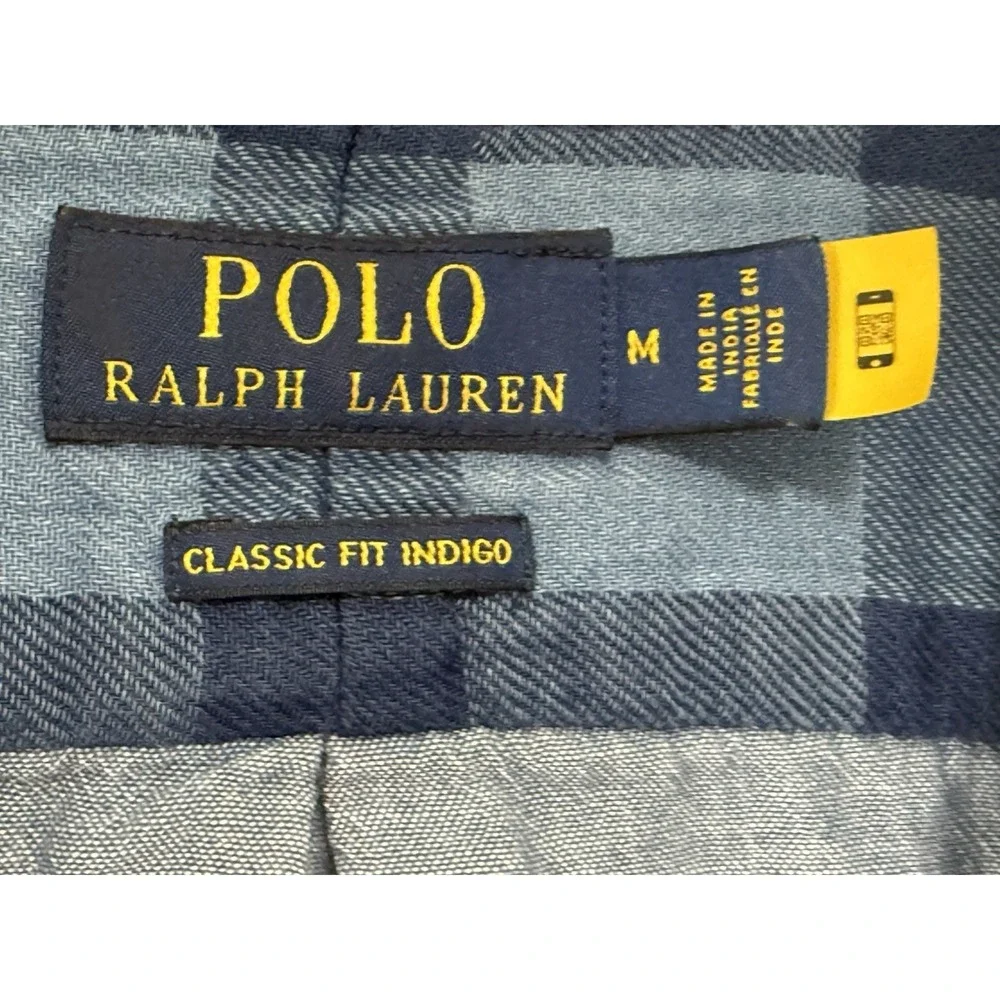 Polo Ralph Lauren Men's Classic Fit Indigo Plaid Shirt Blue Size M